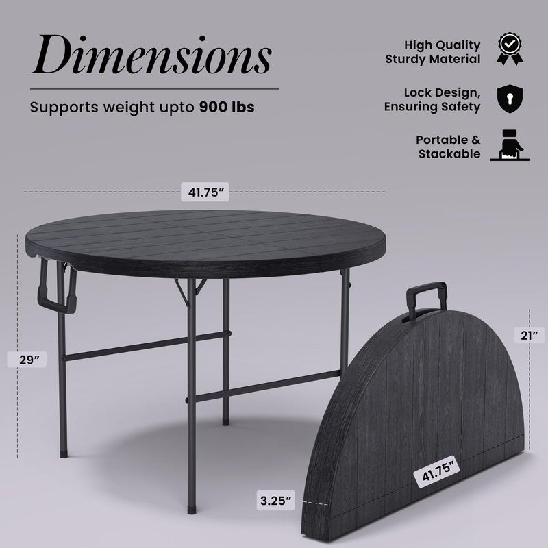 Our Modern Space 3.5 Feet Circular Round Foldable Table with Built in Handle & Steel Legs | Heavy Duty Portable | Perfect for Party, Dining, Wedding, Events, Picnic Indoor, Outdoor, Camping, Utility