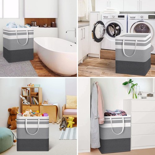 HomeHacks Laundry Basket - 100L Waterproof Collapsible Hamper with Extended Handles | 2-Pack Gradient Grey