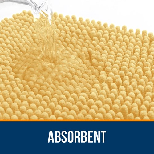 OLANLY Bathroom Rugs 30x20, Extra Soft Absorbent Chenille Bath Rugs, Rubber Backing Quick Dry, Machine Washable Bath Mats for Bathroom Floor, Tub and Shower, Home Decor Accessories, Yellow