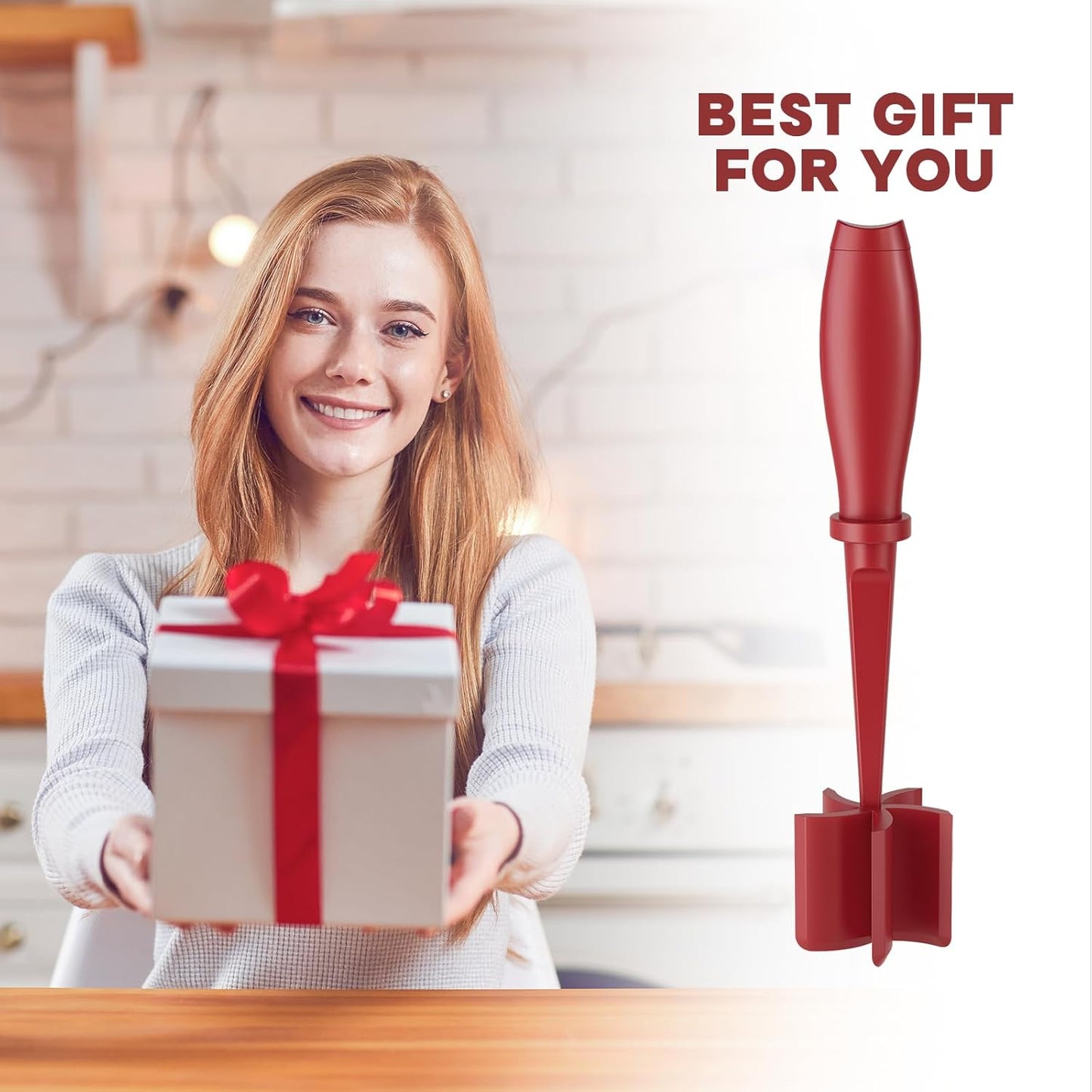 Skiennix Meat Chopper Set - Premium Heat Resistant Hamburger Grinder for Ground Beef & Turkey | Non-Stick Red