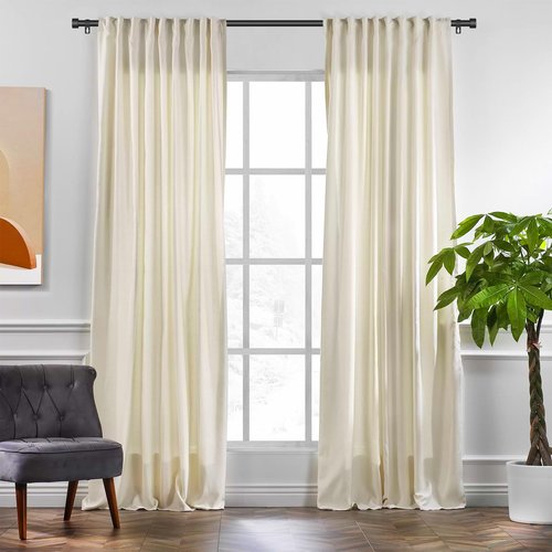 Black Curtain Rods for Windows 28 to 48 Inch,5/8 Inch Diameter Heavy Duty Metal Stainless Steel Drapery Rods with Brackets,Modern Curtain Rod with Simple End Caps