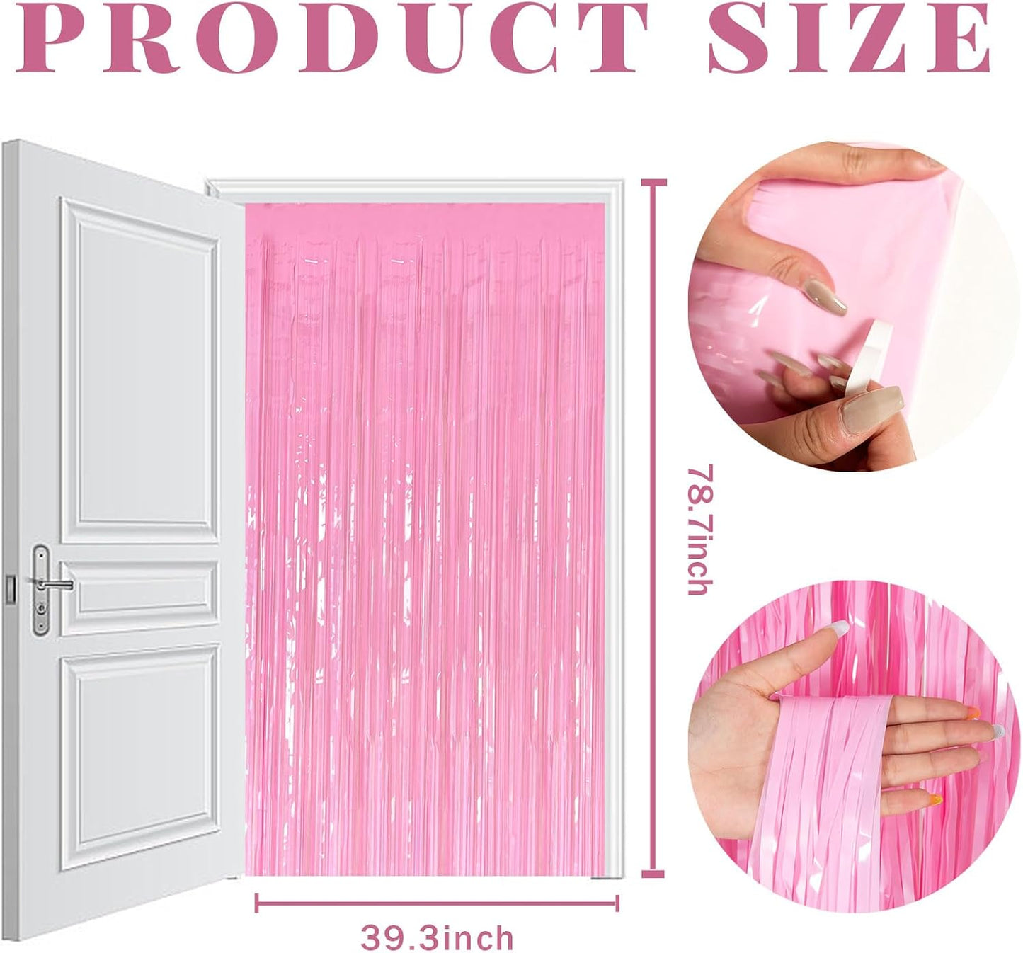 Skiennix 20 Pack Pink Tinsel Curtain Backdrop - Foil Fringe Birthday & Graduation Party Decor