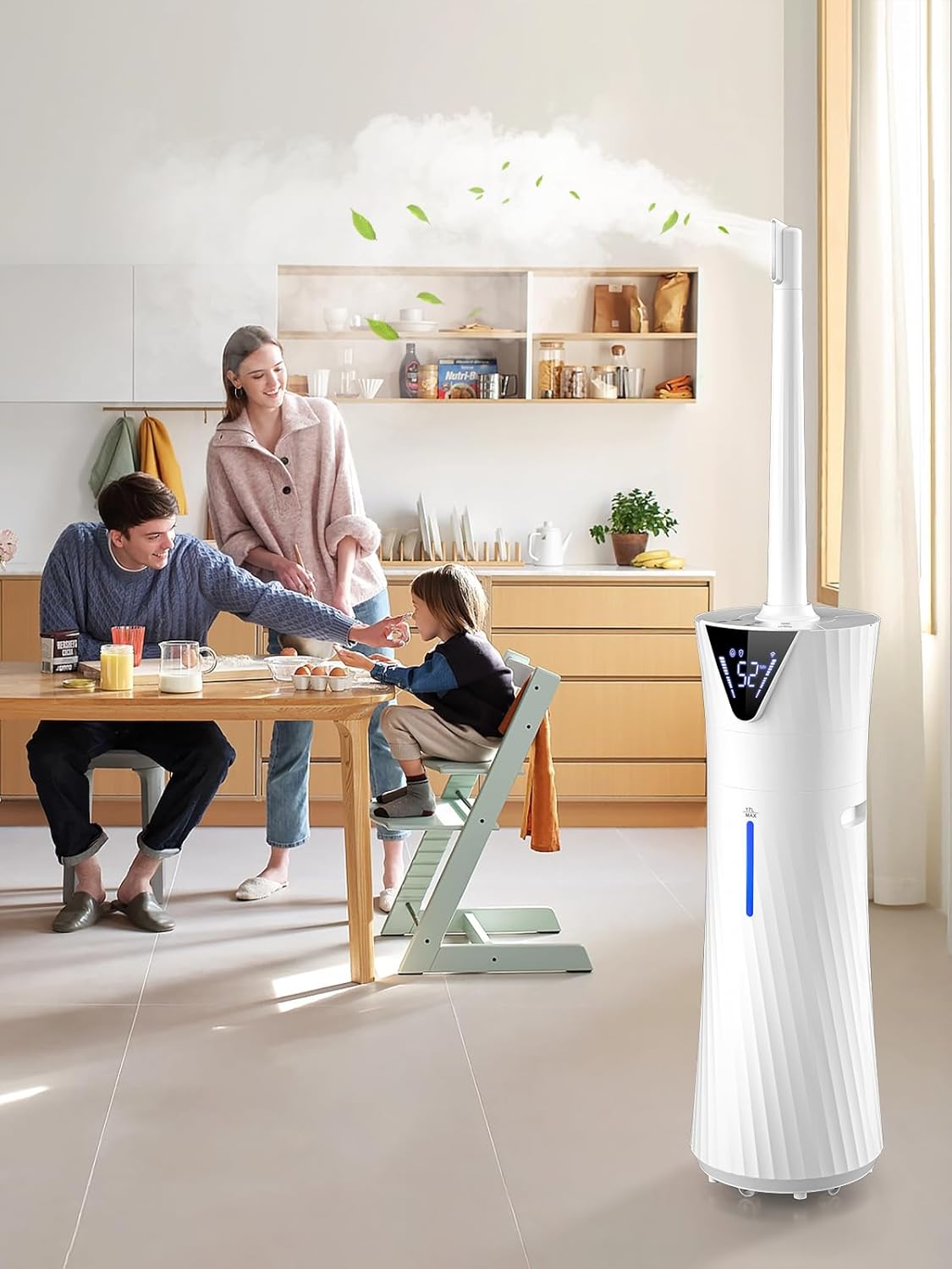 Skiennix 17L Ultrasonic Cool Mist Humidifier - Smart, Quiet Operation for Large Rooms | 2000ft² Coverage, 56H Runtime, 3 Mist Modes, White