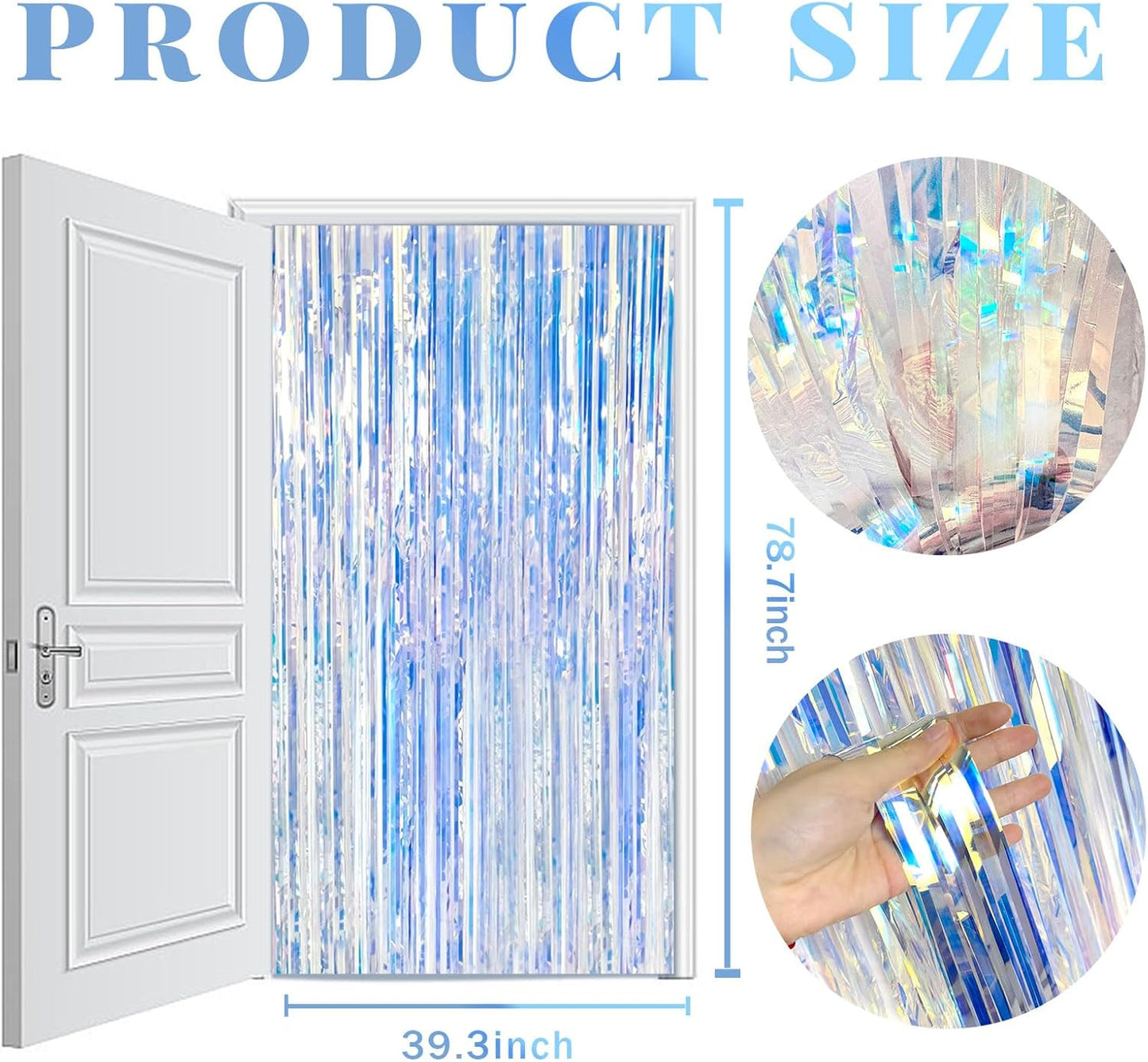 Skiennix Iridescent Foil Curtain Backdrop - 5 Pack Metallic Tinsel Fringe for Parties & Celebrations