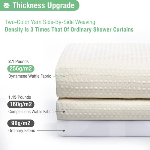 Dynamene Stall Fabric Shower Curtain - 60 x 84 inch Waffle Weighted Thick Cloth Shower Curtain for Bathroom, Cream/Ivory