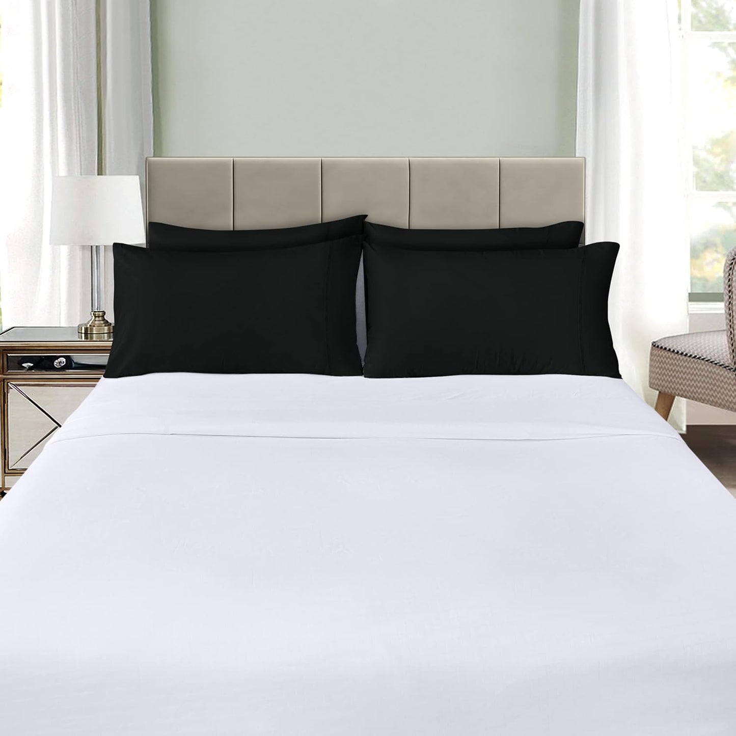 Utopia Bedding Standard Pillow Cases - 12 Pack - Soft Brushed Microfiber - Fade Resistant, Black 20x26 Inches