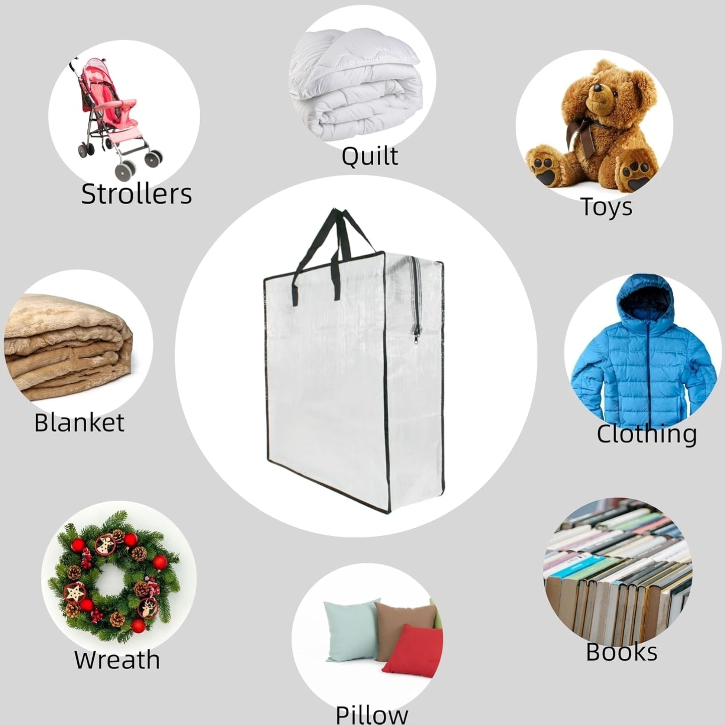 Skiennix Clear Storage Bags - 6 Pack Zippered Organizers for Blankets, Clothes & Bedding | Underbed Storage Solutions