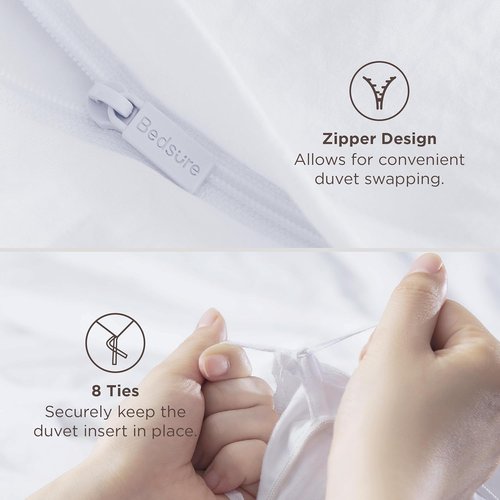 Bedsure King Size Duvet Cover Set - Extra Soft Light Grey 3-Piece Bedding with Zipper Closure & Pillow Shams