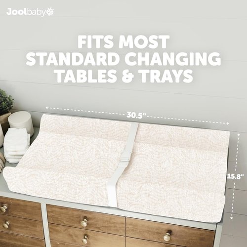 Jool Baby Serenity Soft Changing Pad - Washable Cover & Non-Slip Design | Fits Standard Tables (Wave Pattern, Off White)