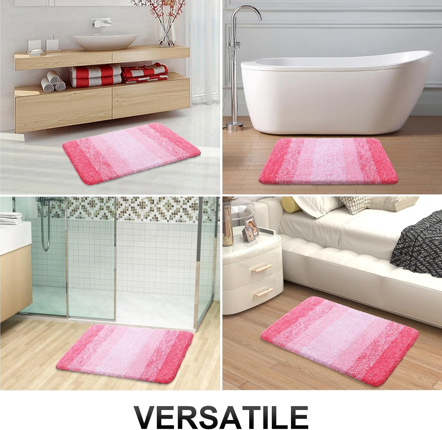 OLANLY Bathroom Runner Rug - Extra Soft Microfiber Mat | Quick Dry, Washable, 70x24 Inches, Pink