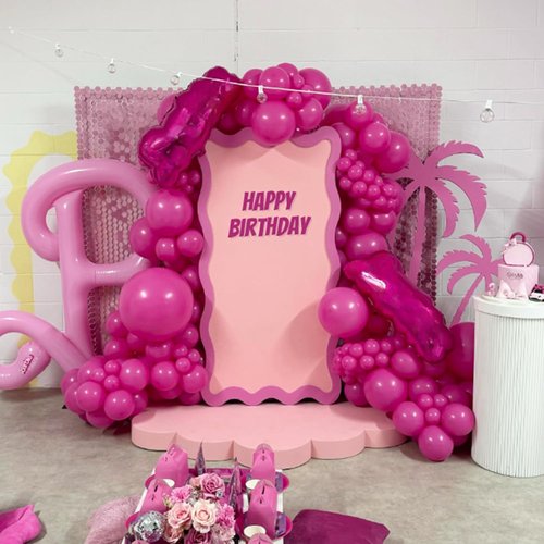 Awenztech Hot Pink Balloon Arch Kit - 120pcs Latex Balloons in Various Sizes for Parties & Events