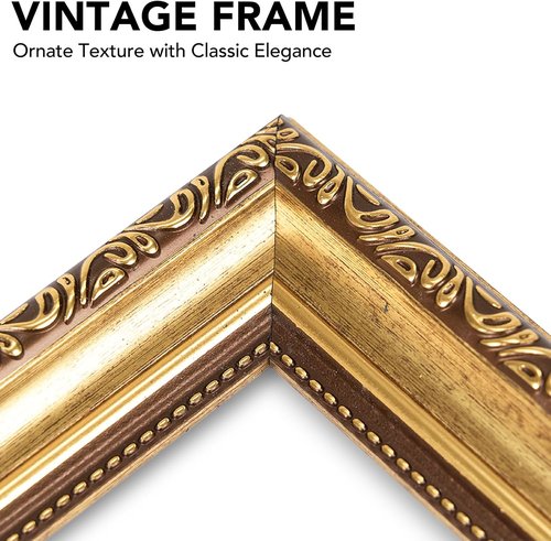 JCJMY Vintage Picture Frame - Elegant 8x10 Frame with 5x7 Mat | Shatter-Resistant Plexiglass, Gold Finish