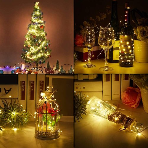 LIIDA LED Fairy String Lights - 12-Pack of 20 Micro Lights on Silver Copper Wire | Warm White for DIY Decor