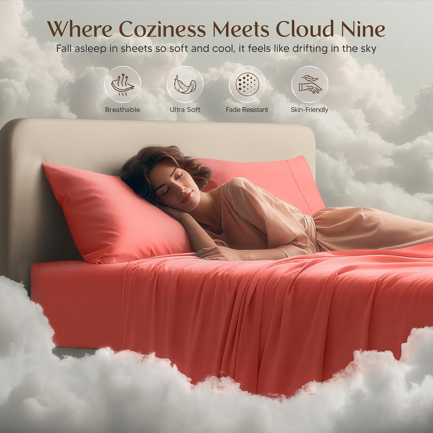 Utopia Bedding King Size Sheet Set - Soft, Breathable Microfiber | 4-Piece in Coral, Oeko-Tex Certified