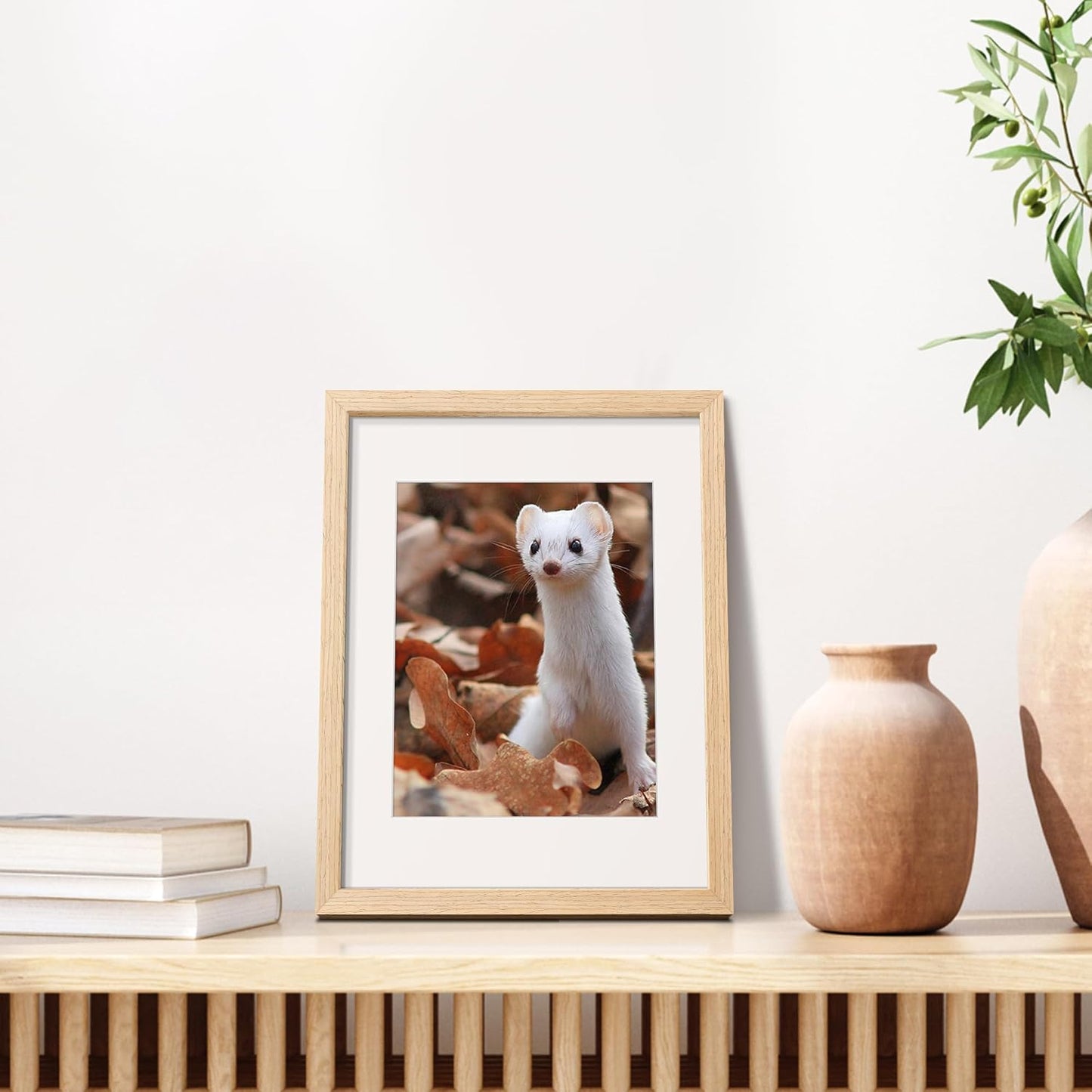 Upsimples 11x14 Picture Frame - Natural Solid Wood Frame for 8x10 or 11x14 Photos | Vertical/Horizontal Display