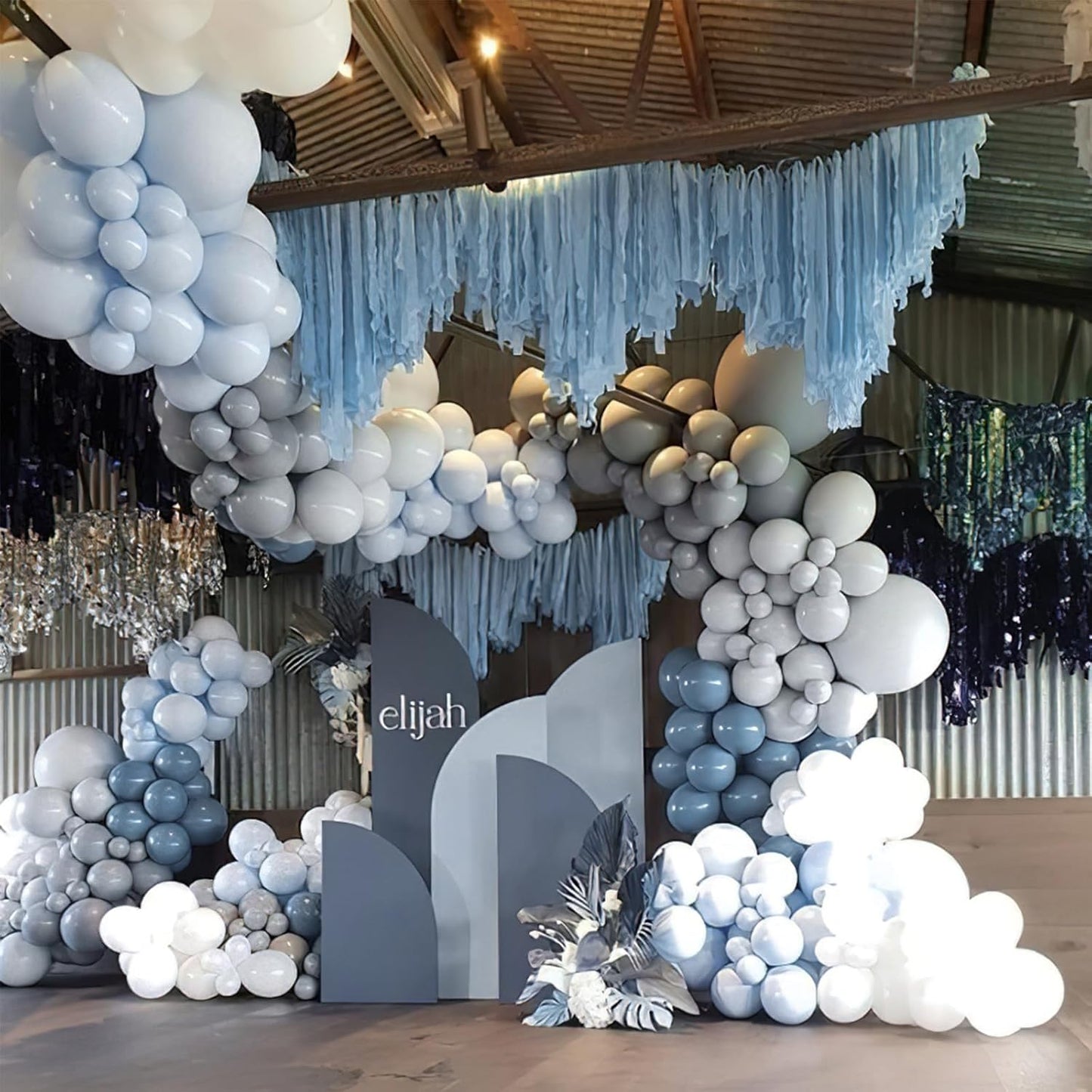 PartyWoo Dusty Blue Balloons - 120-Piece Pack with 18, 12, 10, 5 Inch Sizes | Boho Neutral Decor for Baby Showers & Graduations
