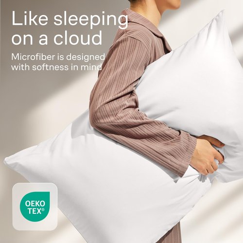 Ultra Soft Pillow Protectors with Zipper Queen Size - Set of 4 Breathable Pillow Covers - 100% Protection Against Stains, Dust & Dirt - Machine Washable (White)
