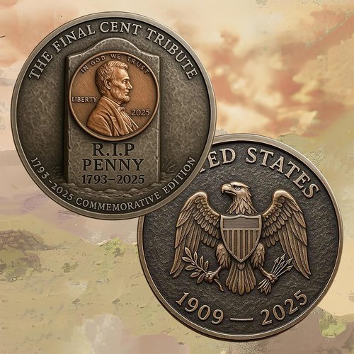 Final Cent Memorial Coin | 1909-2025 Lincoln Penny Tribute - Historical Commemorative Gift