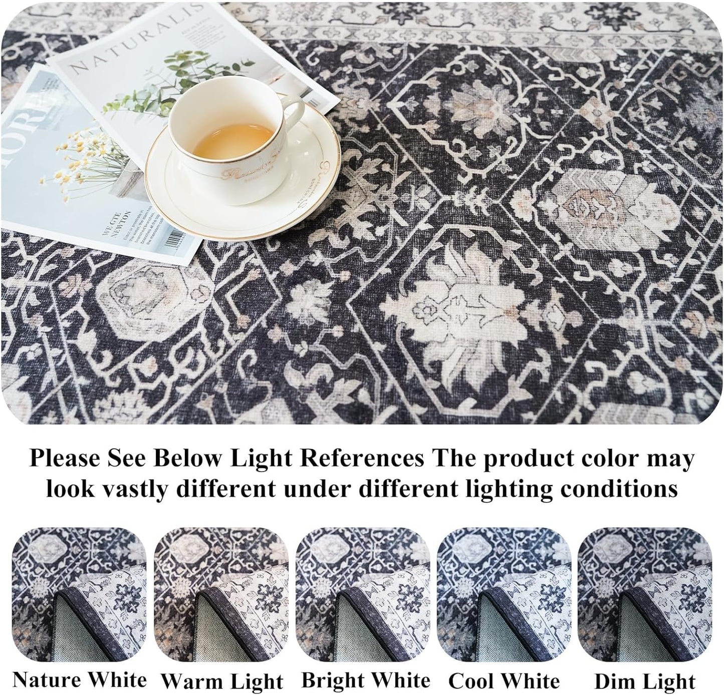 Skiennix Washable Kitchen Floor Mats - Non-Slip Water-Resistant Runners | Soft Decorative Rugs (2x3, 2x4, 2x5, 2x6, Black)