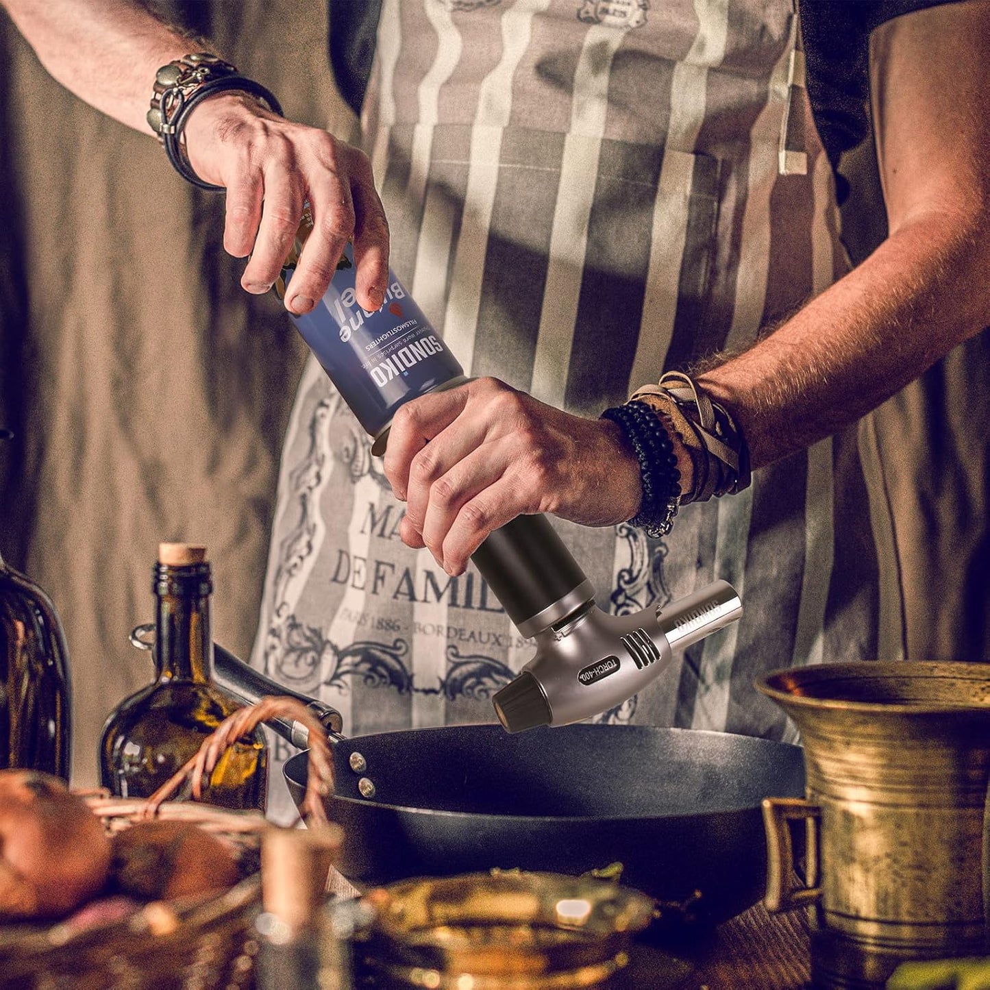 Sondiko Butane Torch - Refillable Kitchen Torch Kit with Premium Fuel Refill | Ideal for Soldering & Cooking