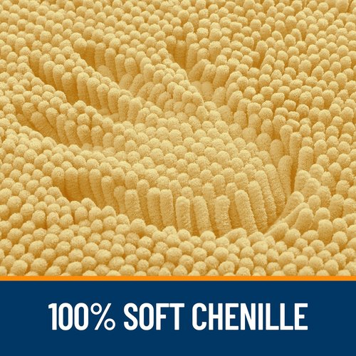 OLANLY Bathroom Rugs 47x24, Extra Soft Absorbent Chenille Bath Rugs, Rubber Backing Quick Dry, Machine Washable Bath Mats for Bathroom Floor, Tub and Shower, Home Decor Accessories, Yellow