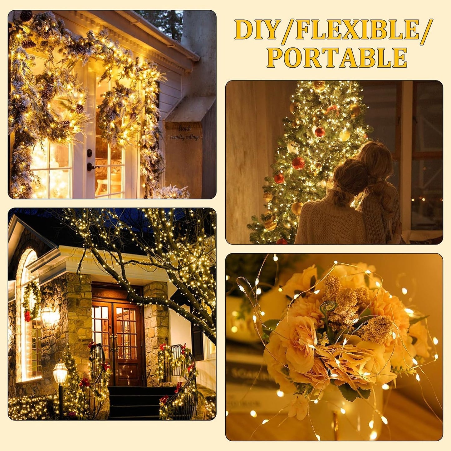 Skiennix Fairy Lights - 40ft 100 LED Indoor/Outdoor String Lights with Remote & Timer | Warm White
