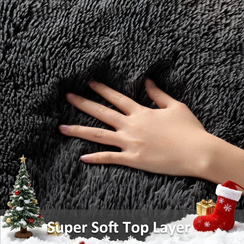 Ophanie 7x9 Black Rugs for Living Room, LargeFluffy Shag Fuzzy Plush Soft Living Room Area Rugs, Floor Shaggy Carpets for Bedroom, Carpet for Kids Boys Girls Dorm Nursery Home Decor Aesthetic