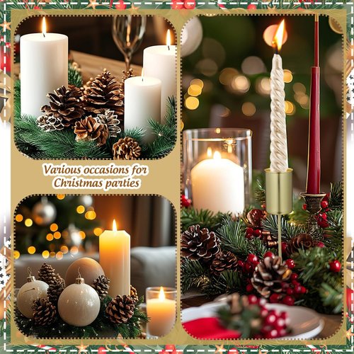 DOITOOL Golden Candle Holders - 5 Pcs Christmas Candle Stakes with Spike Cup Inserts for Festive Decor