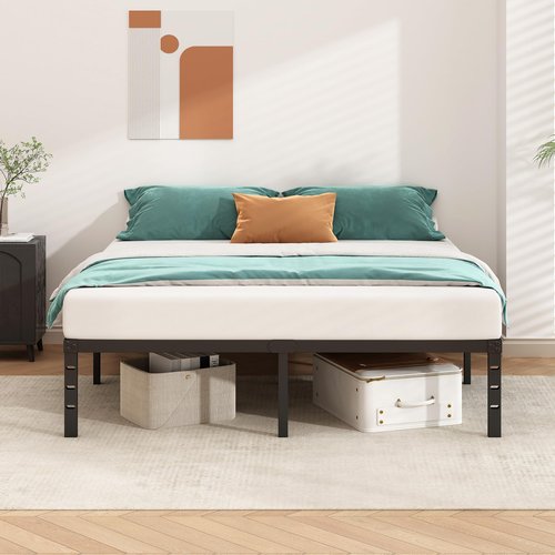 HLIPHA Metal Platform Bed Frame 16 Inch Tall,No Box Spring Needed,Twin Size Bed with Heavy Duty Strong Support Slats,Easy to Assemble,Black