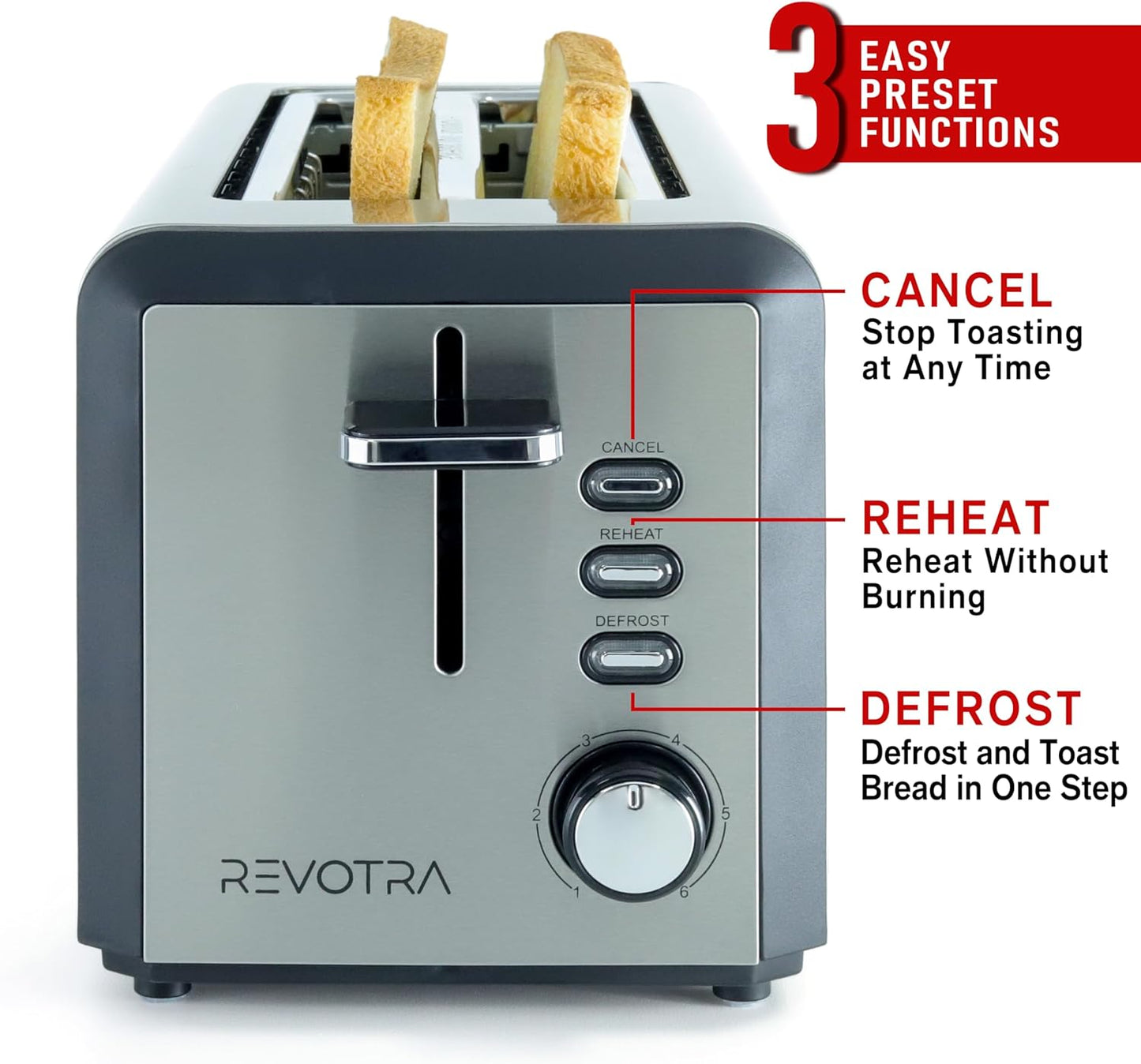 Skiennix 4-Slice Stainless Steel Toaster - Extra Wide 1.5โ Slots, 6 Shade Settings & Removable Crumb Tray