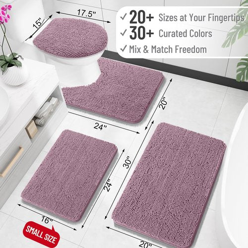 OLANLY Bathroom Rugs 50x30, Extra Soft Absorbent Chenille Bath Rugs, Rubber Backing Quick Dry, Machine Washable Bath Mats for Bathroom Floor, Tub and Shower, Home Decor Accessories, Deep Plum