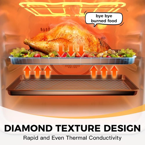 HONGBAKE Quarter Sheet Pans - Nonstick Commercial Cookie Baking Sheets | 57% Thicker Carbon Steel, 9 x 13 Inches
