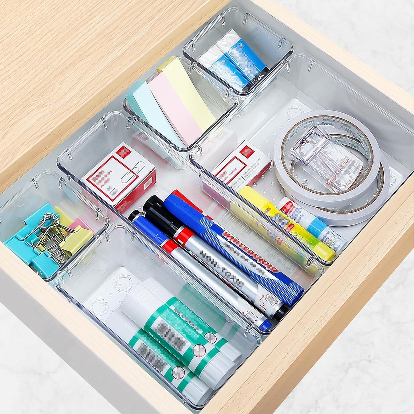 StorMiracle 16 PCS Drawer Organizer Set - Versatile Clear Storage Bins for Bathroom & Kitchen | Makeup, Jewelry, Utensils