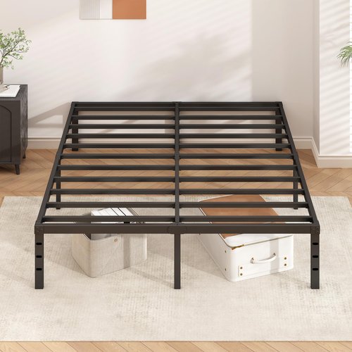 HLIPHA Metal Platform Bed Frame 18 Inch Tall,No Box Spring Needed,King Size Bed with Heavy Duty Strong Support Slats,Easy to Assemble,Black