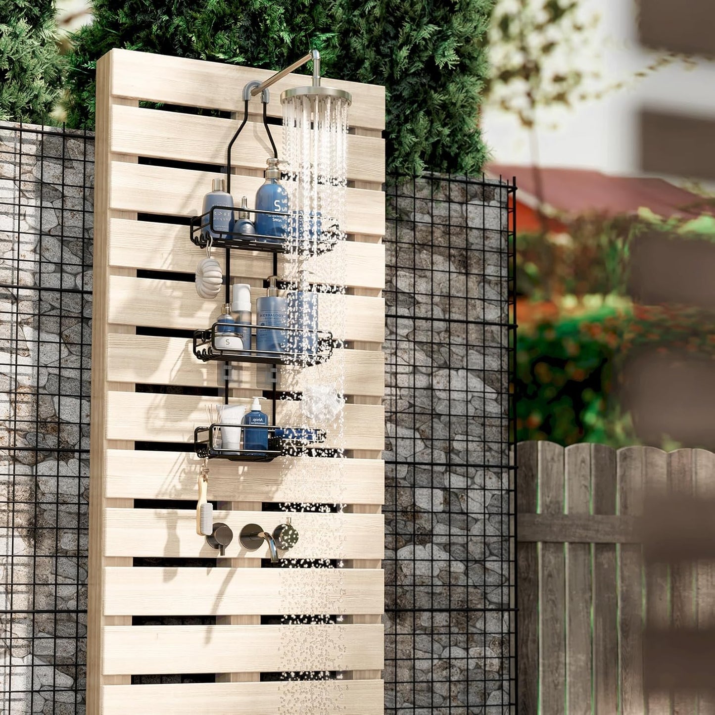 Skiennix Shower Caddy | Adjustable Hanging Bathroom Organizer - Extra Large Storage for Shampoo & Soap