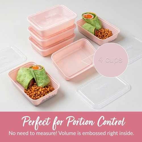Bentgo Prep - 20-Piece Reusable Meal Prep Containers | Durable, BPA-Free, Microwave & Dishwasher Safe (Blush Pink)