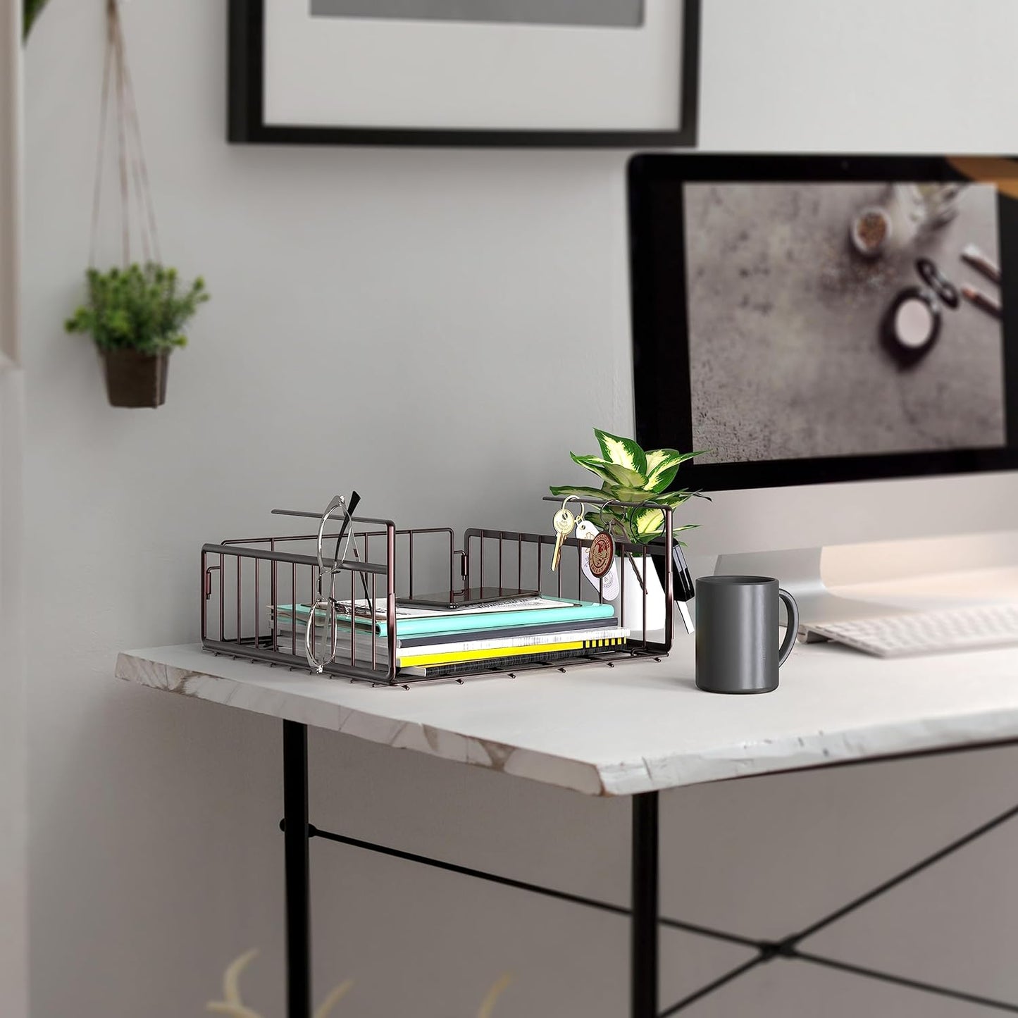 Simple Houseware Under Shelf Basket - Bronze Storage Solution | Set of 2 Baskets