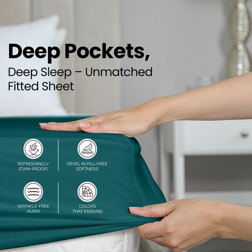 Utopia Bedding King Fitted Sheet - Bottom Sheet - Deep Pocket - Soft Microfiber - Shrinkage and Fade Resistant - Easy Care -1 Fitted Sheet Only (Teal)