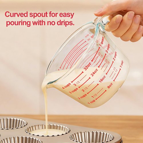 MCIRCO Glass Measuring Cups Set - 6 Pcs with Lids, Nesting Design, 1-Cup to 4-Cup Sizes
