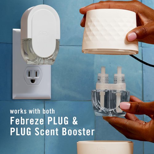 Febreze Plug Scent Booster Starter Kit – Air Freshener, Oil Diffuser, Continuous Scent Device, Includes 2 Gain Refills