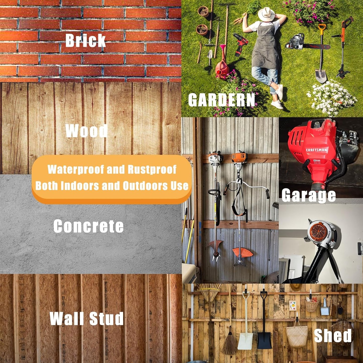 Power Tool Hanger - Garage Wall Hooks for Efficient Tool Organization | 4-Pack Utility Hooks