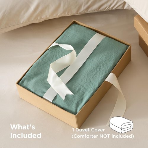 Bedsure Sage Green Duvet Cover - Extra Soft Prewashed Cotton-Like Polyester | Queen Size 90x90 Inches with Zipper Closure