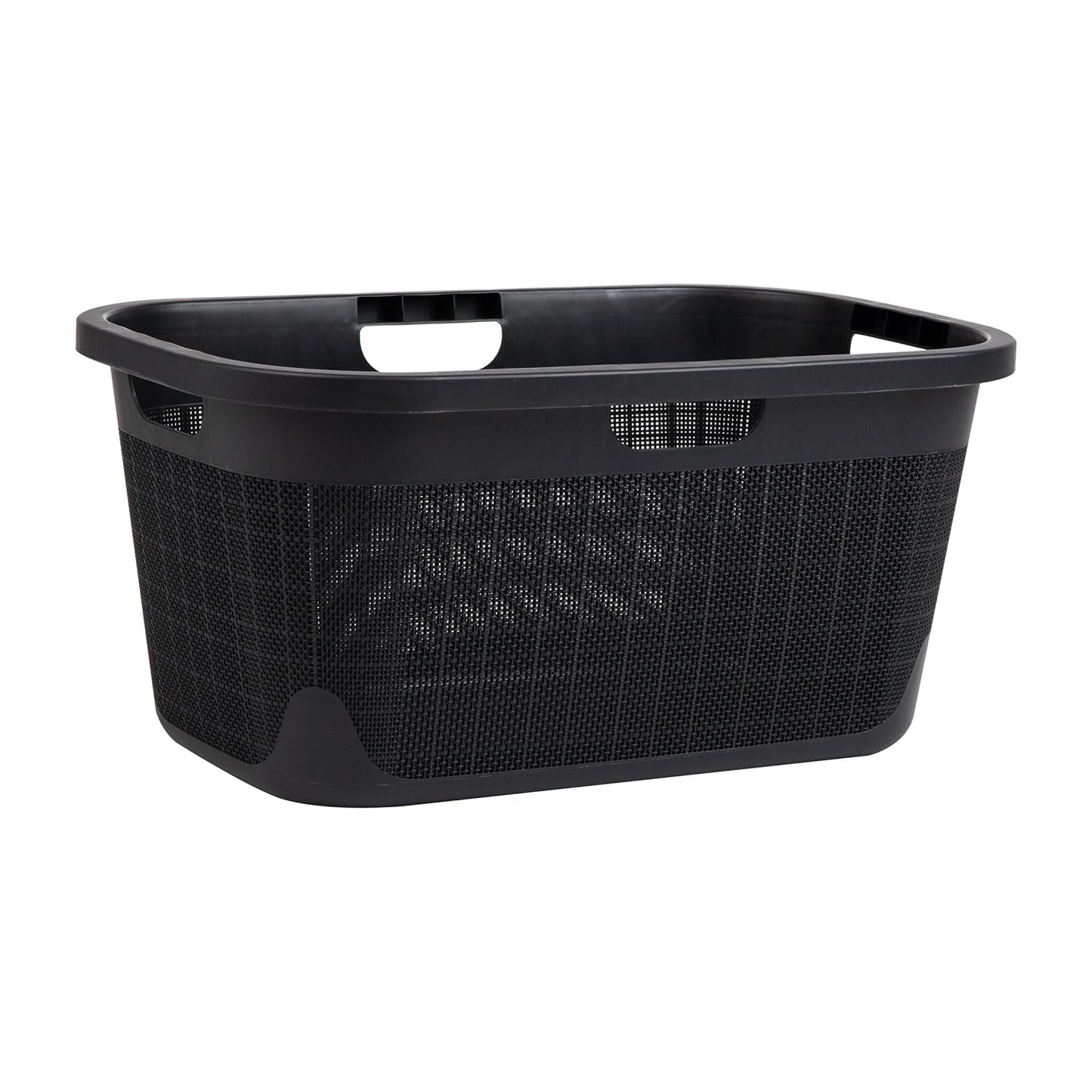 Mind Reader 40L Laundry Basket - Stylish Linen Design Clothes Hamper with Handles | Black