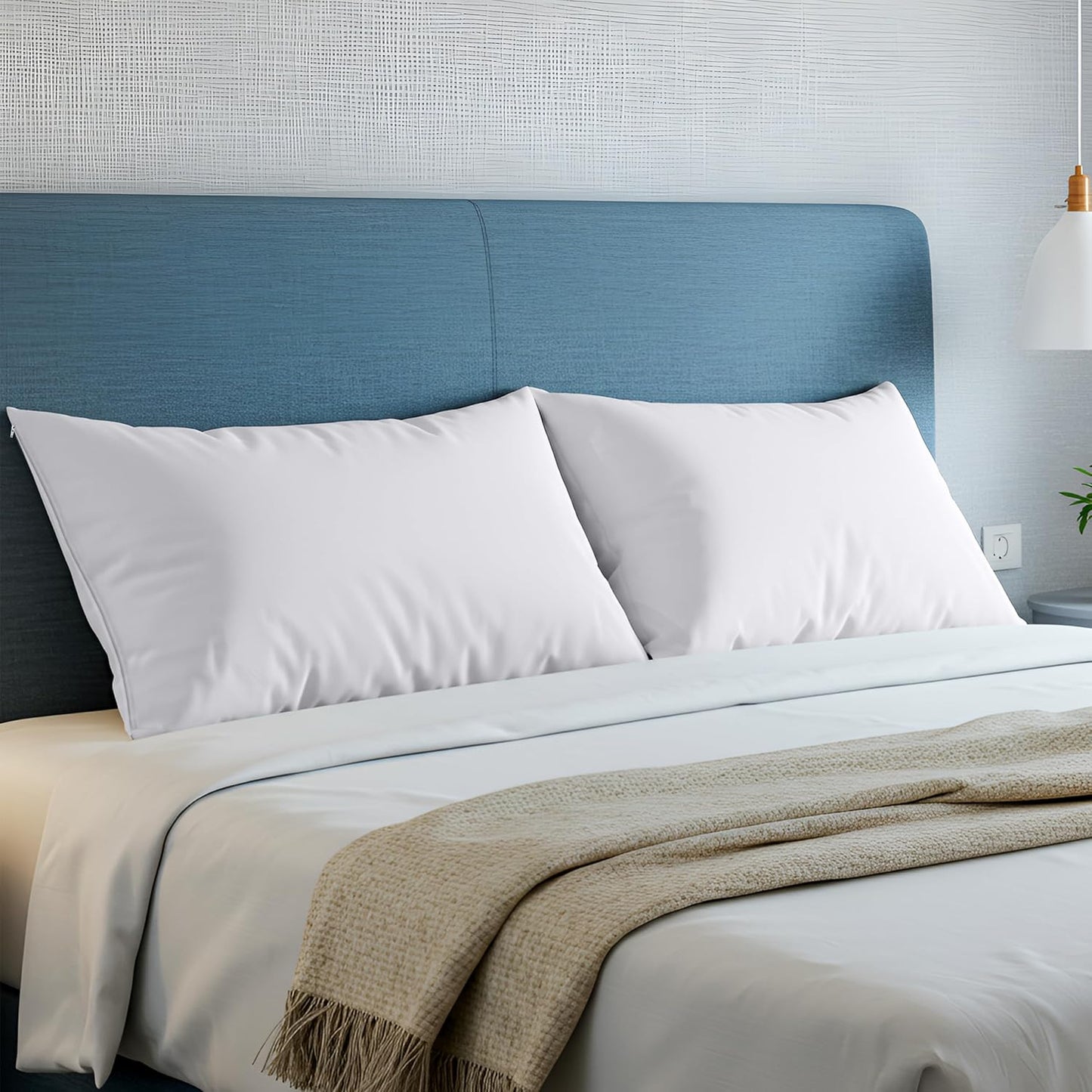 Utopia Bedding King Size Pillow Protectors - Zippered, Bed Bug & Dust Mite Proof, Ultra Soft, Waterproof (White)