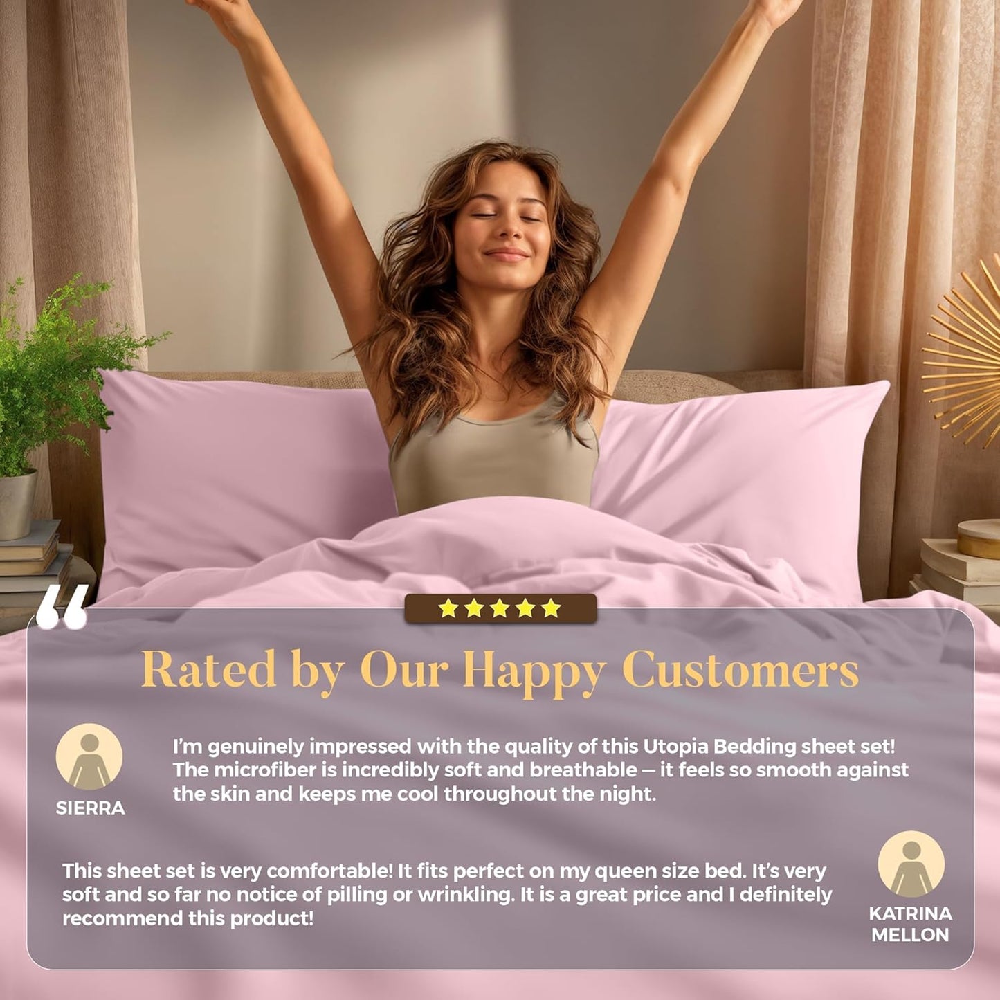 Utopia Bedding Full Bed Sheets Set - 4-Piece Brushed Microfiber - Fade & Shrinkage Resistant | Full Size, Pink