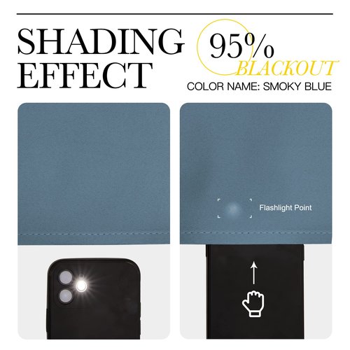 NICETOWN Room Darkening Curtains 63" Length, Thermal Insulated Blackout Panels for Bedroom Bathroom Office Kitchen Playroom Kids Room Nursery Decoration (Smoky Blue, 2 Panels, W42 x L63 -Inch)