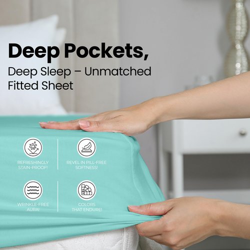 Utopia Bedding King Fitted Sheet - Bottom Sheet - Deep Pocket - Soft Microfiber - Shrinkage and Fade Resistant - Easy Care -1 Fitted Sheet Only (Spa Blue)