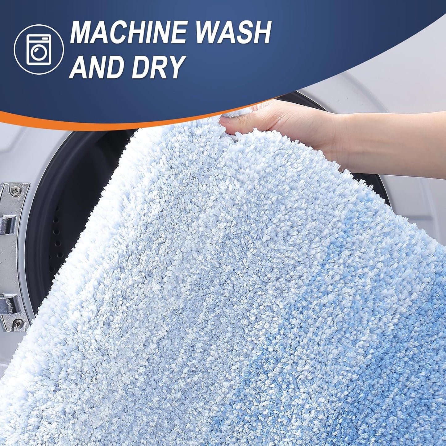 OLANLY Large Bath Rugs - Extra Soft Microfiber, Quick Dry & Washable | 40x24 Light Blue Mat