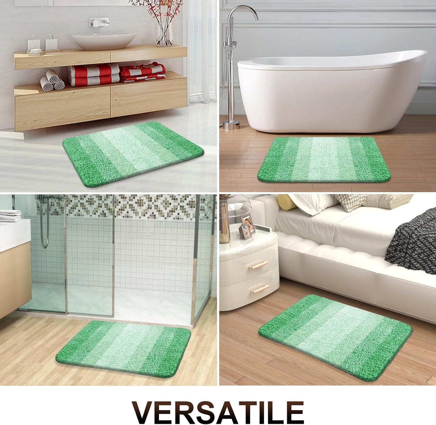 OLANLY Bathroom Runner Rug - Extra Soft Microfiber, Quick Dry & Machine Washable - 70x24, Green