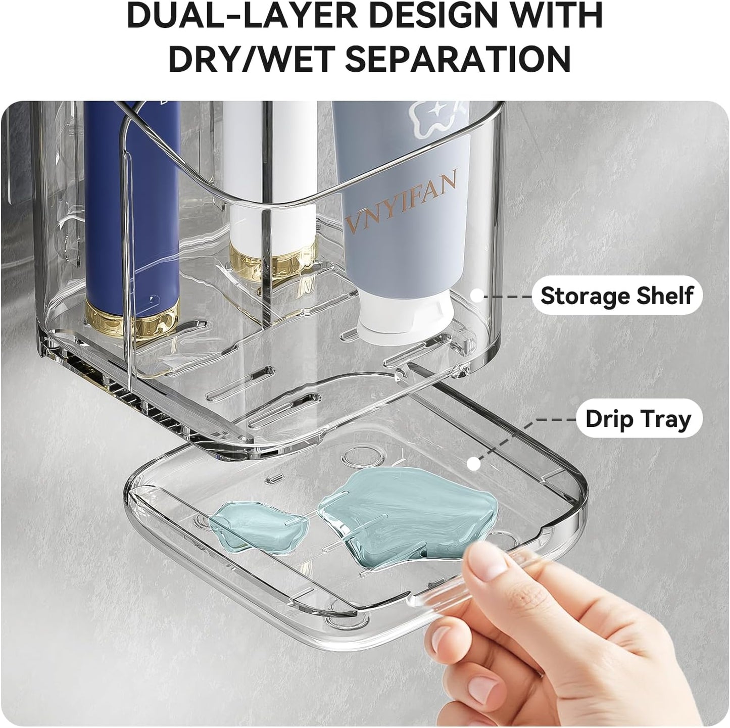 Skiennix Toothbrush Holder - 3 Slot Wall-Mounted Organizer with Removable Divider for Bathroom & Kitchen